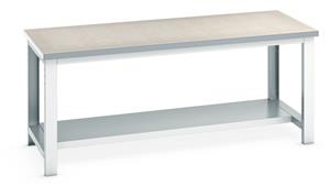 Bott Lino Top Workbench with Half Shelf - 2000Wx900Dx840mmH Industrial Bench with Half Depth Shelf Under for Storage 41004039 
